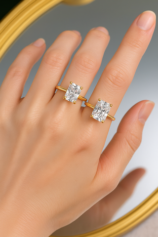 RADIANT CUT LAB DIAMOND CLASSIC SOLITAIRE RING 18K GOLD
