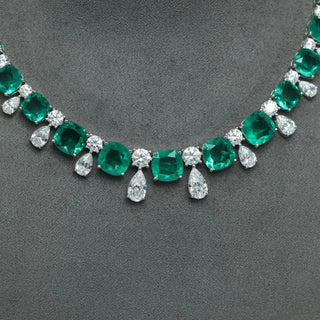 Garden of Ice Necklace with 17mm Cushion-Cut Lab Sapphire in Sterling Silver