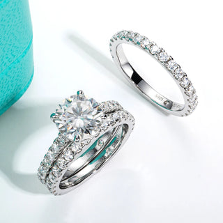Radiant Oath Stack Ring with 4.15-carat Moissanite in sterling silver with customizable stack options