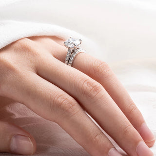 Radiant Oath Stack Ring with 4.15-carat Moissanite in sterling silver with customizable stack options