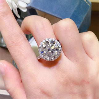 Regalia Ring with 10-carat D-grade Moissanite in sterling silver, with Moissanite side stones