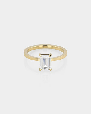 Emerald Cut Lab Diamond Classic Solitaire Ring 18K Gold