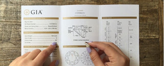 GIA diamond grading report with visible report number displayed on a digital screen, illustrating how to check and verify certificates online.