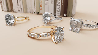 A sparkling moissanite engagement ring set in a sleek white gold band, symbolizing the future of sustainable luxury jewelry.