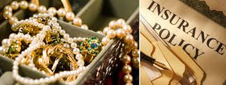 Jewelry pieces photographed with a camera and insurance papers—showing the need for clear images for insurance and replacement purposes.