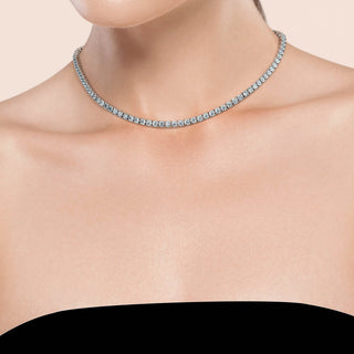 Classic Round Cut Lab Diamond Tennis Necklace, crafted from 18K gold with lab-grown diamonds in EF color and VVS clarity. A timeless, elegant necklace perfect  women, available in multiple carat settings.