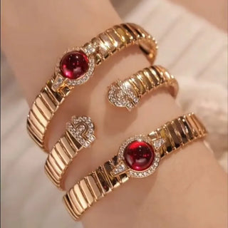 Cleopatra Cuff Bracelet - Sterling Silver Cuff with Lab-Created Sapphires for Bold Elegance