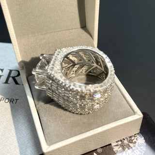 Frozen Crest Ring with D-color Moissanite in silver, gold, or rose gold finish
