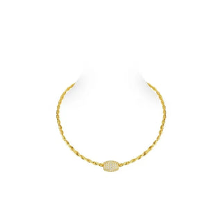 Golden Barrel Necklace in modern 22K gold design with lab sapphire centerpiece on sterling silver chain – elegant gold necklace for women


