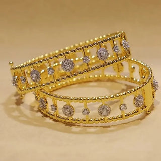 Golden Ember Bangle - Sterling Silver Bangle Plated in Gold with Lab-Created Sapphire