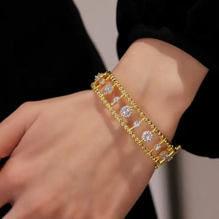 Golden Ember Bangle - Sterling Silver Bangle Plated in Gold with Lab-Created Sapphire