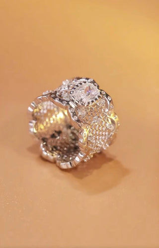 Moonlight in Milan Bracelet & Ring Set, sterling silver with lab-created sapphires, perfect for romantic elegance.