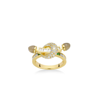 Azzallure Pierced Infinity Ring featuring a gold-finished open infinity symbol pavé set with lab-created sapphires on sterling silver.

