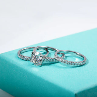 Radiant Oath Stack Ring with 4.15-carat Moissanite in sterling silver with customizable stack options
