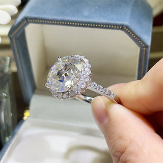 Regalia Ring with 10-carat D-grade Moissanite in sterling silver, with Moissanite side stones
