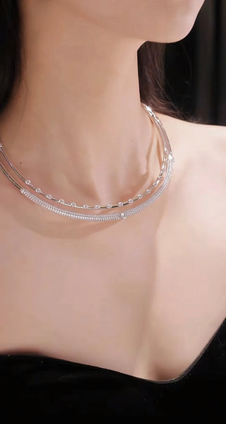 Starlace Choker Necklace for women, crafted from 925 sterling silver with lab-created sapphires. A two-layer design that evokes celestial beauty and elegance, resting gracefully around the collarbone.