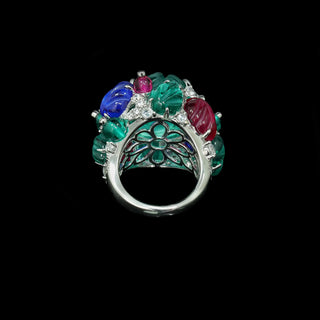 
Azzallure Tutti Frutti Ring featuring multicolored lab-created sapphires set in platinum-plated sterling silver with a playful, candy-like design.
 
