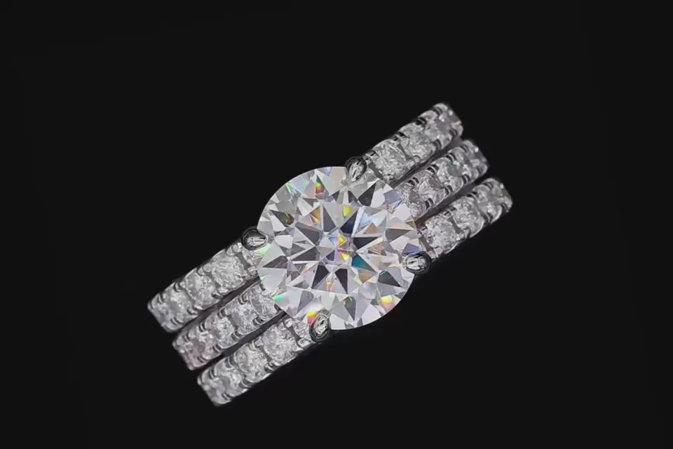 Radiant Oath Stack Ring with 4.15-carat Moissanite in sterling silver with customizable stack options

