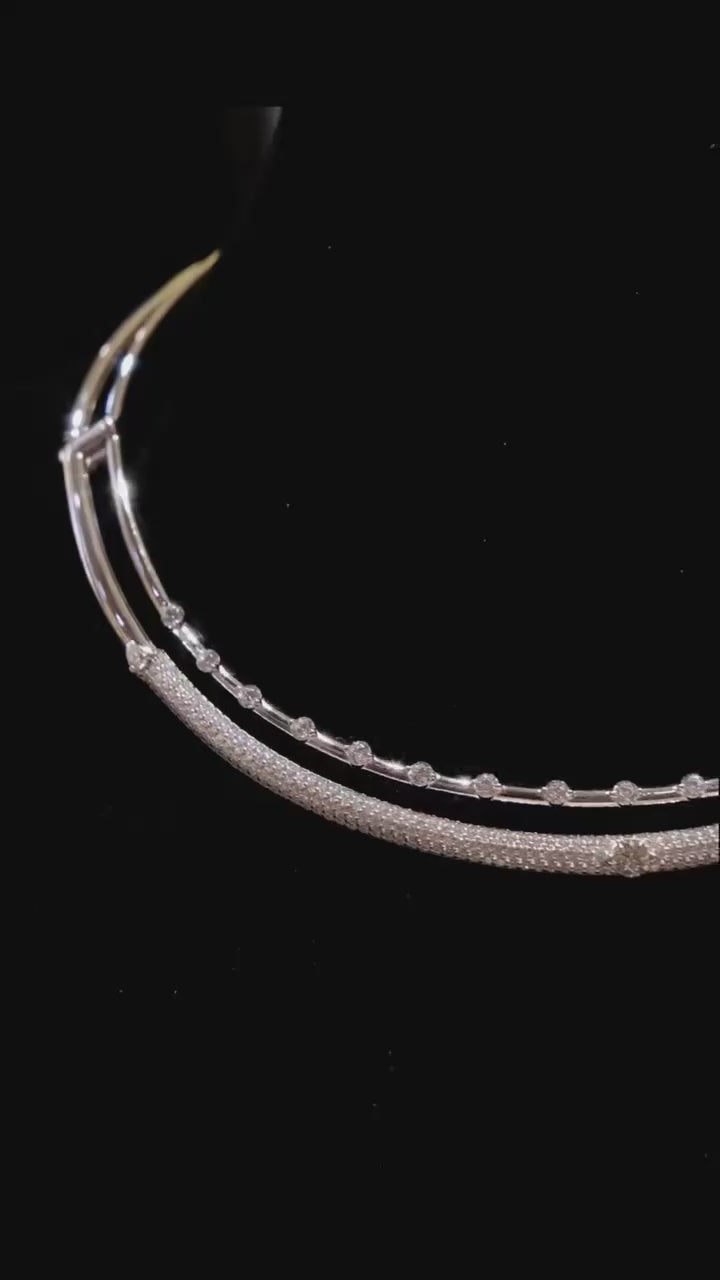 Starlace Choker Necklace for women, crafted from 925 sterling silver with lab-created sapphires. A two-layer design that evokes celestial beauty and elegance, resting gracefully around the collarbone.