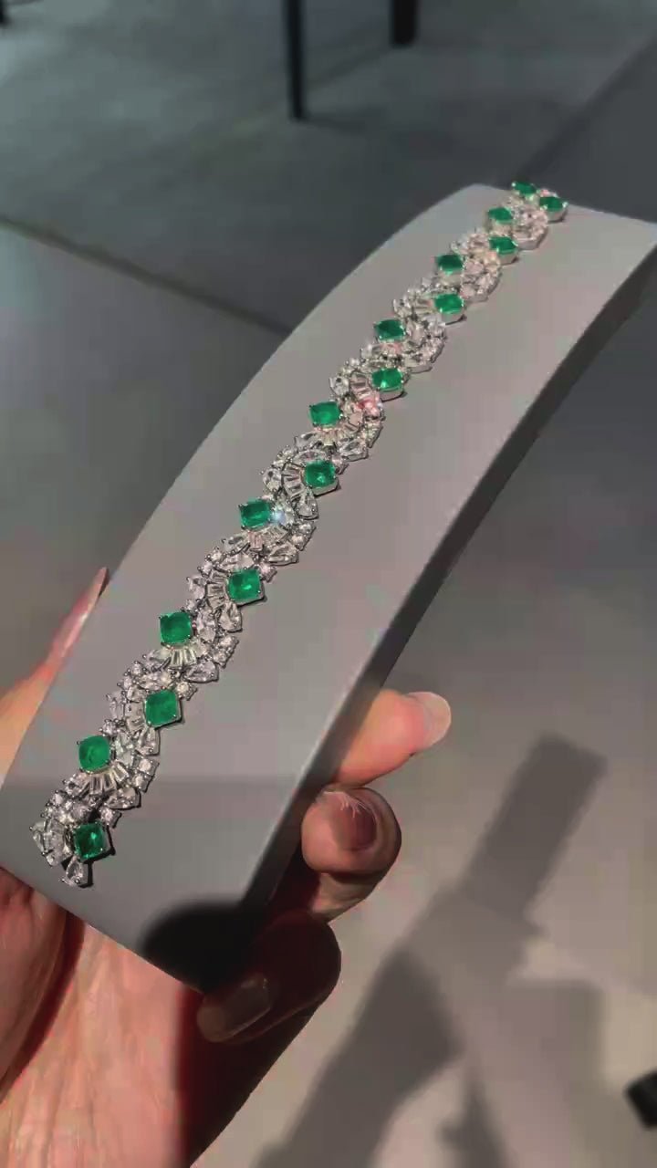 Emerald Reign Bracelet in sterling silver with lab-created green sapphires – elegant emerald bracelet design for women.